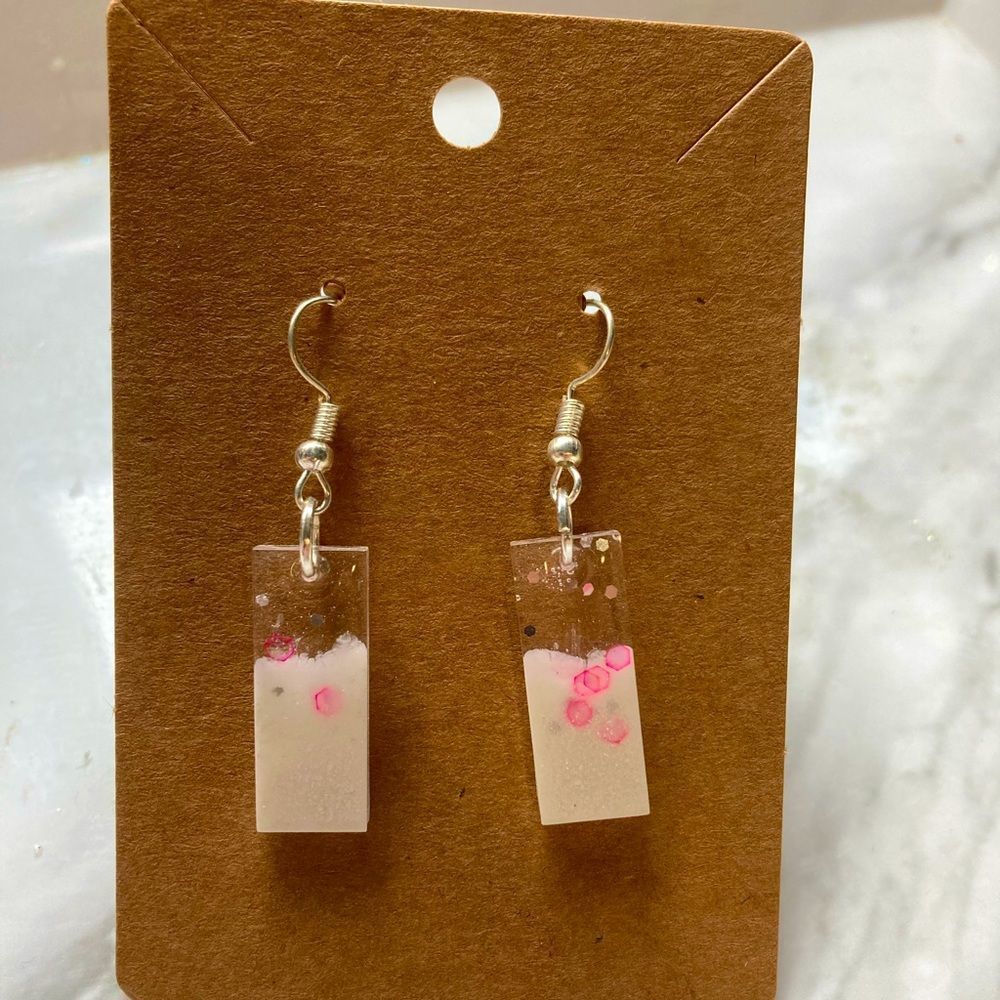 White & pink earrings